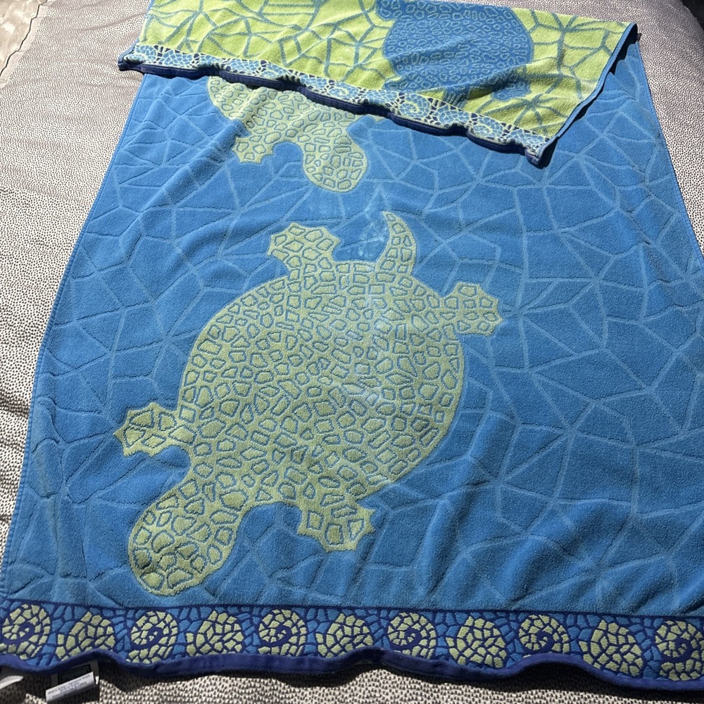 Vintage Palm Cove Beach Towel Sea Turtles Retro Thick 100% Cotton 60x36"
